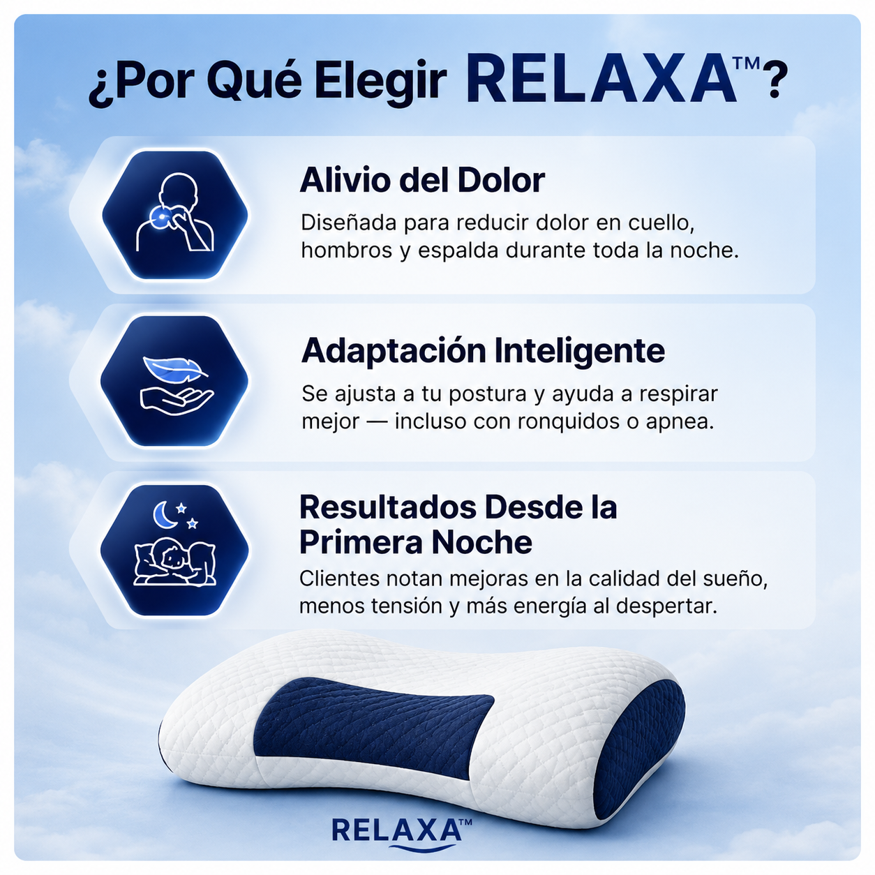 ALMOHADA RELAXA | Almohada Ortopédica 3D con Alineación Cervical Perfecta